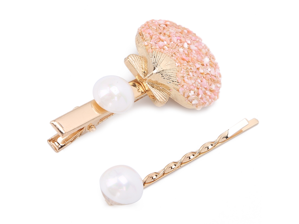 2026 pinza de Cabelo para Menina com Pérola Falsa em Forma de Concha de Metal Exquisita Decorativa Presente Cor Rosa Claro