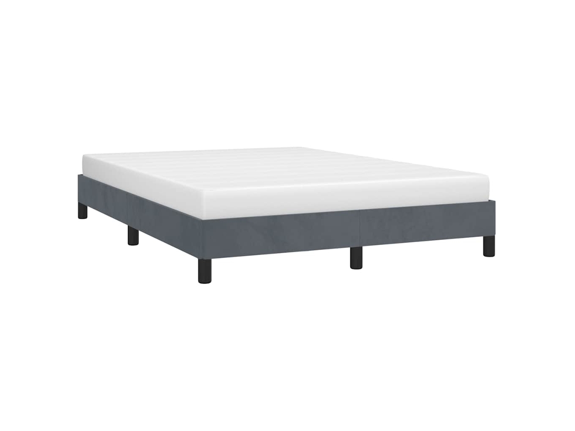 SYFAX™ Estrutura de Cama Sem Colchão, Cinza Escuro, 137x190 Cm, Veludo Tamanho Casal