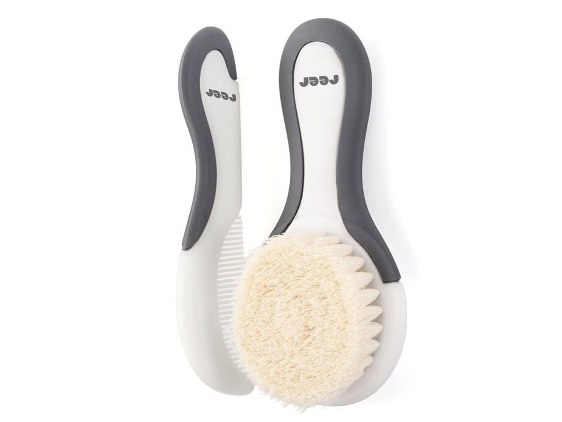 81070 Kit de cuidados com os cabelos do bebê com 2 peças, escova de pelo de cabra e pente de crosta de reer
