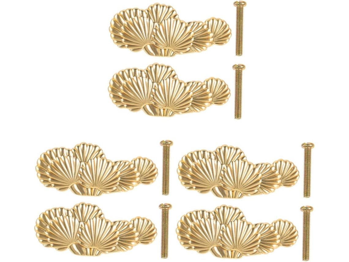 Conjunto De 6 Puxadores De Porta Em Zinco Com Design Em Pinho Para Armários E Móveis.