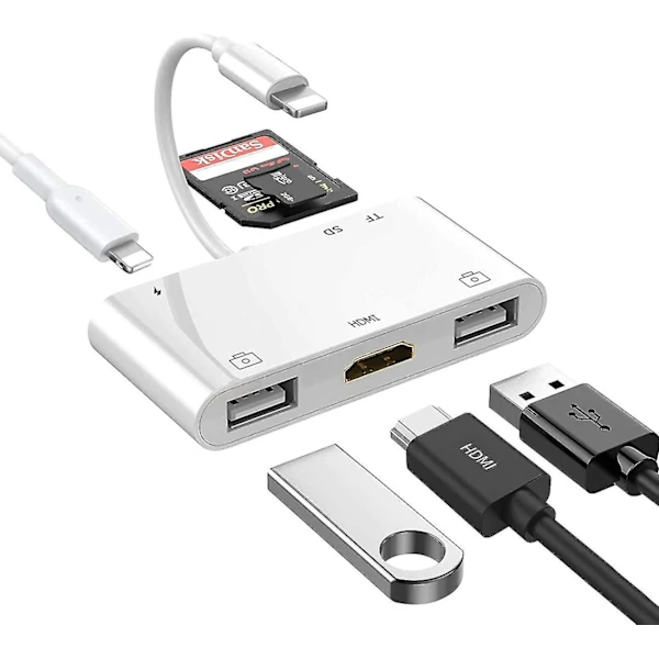 Hub Conector 8 Pinos para Hdmi, Leitor Tf/sd e Adaptador Usb para Câmera AQUAFORGE