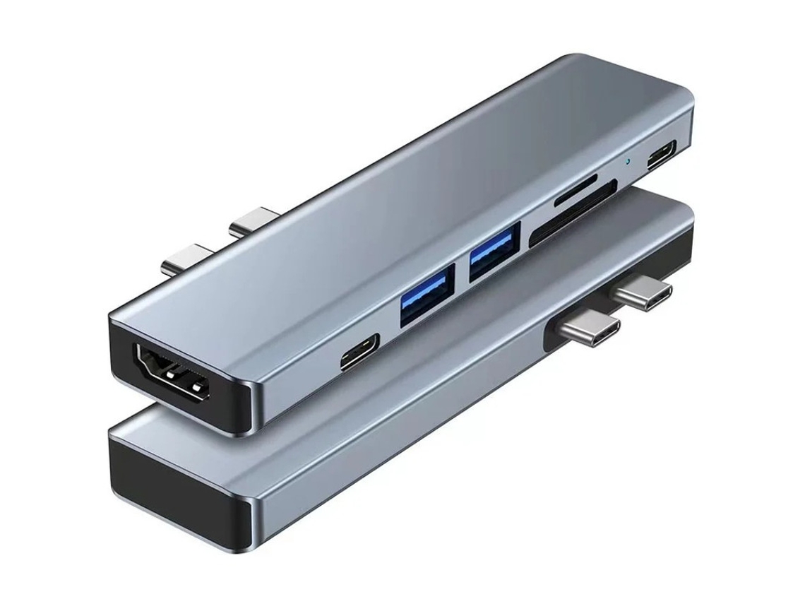 Usb C Hub 7 Em 2 Para Macbook Air Pro M1 Pacote Com 2 Adaptador Usb C Com Hdmi 4k Usb 3.0 Leitor De Cartão Sd / Tf Sliver Bestvite