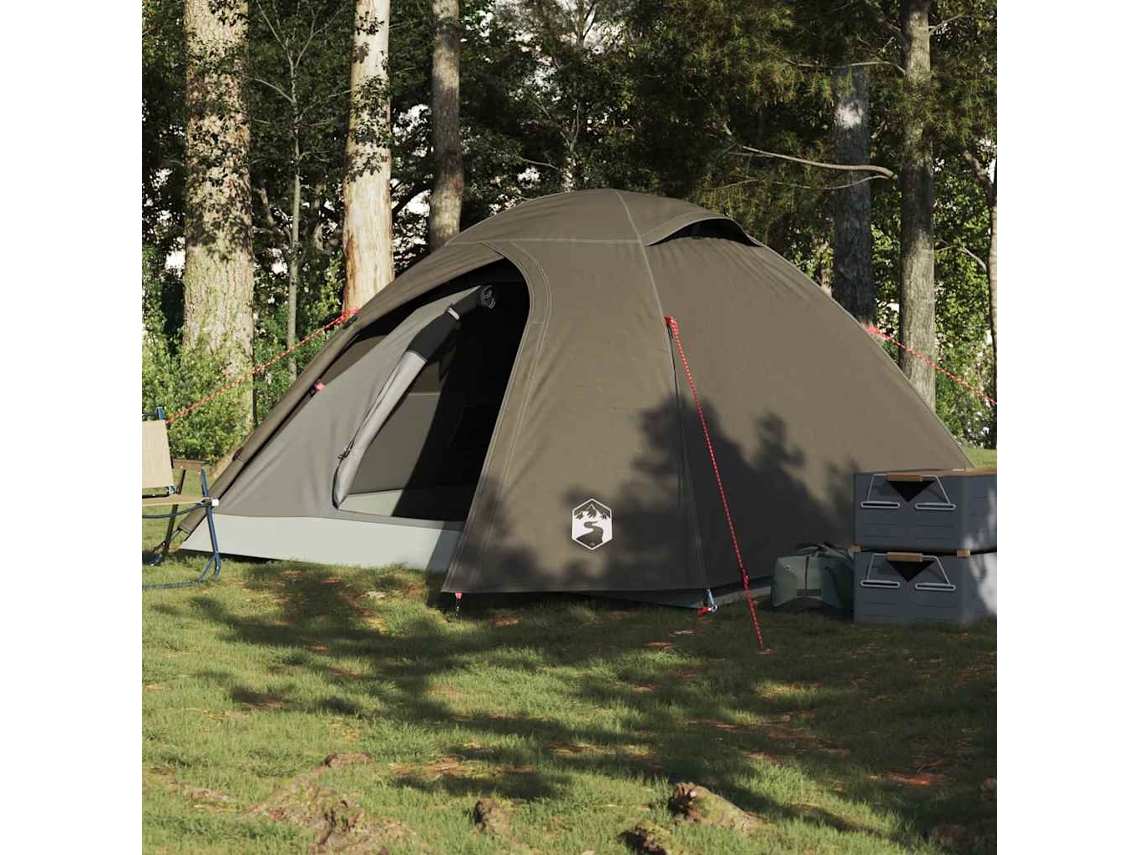 Vidaxl Tenda De Campismo Cúpula Para 4 Pessoas Impermeável Castanho