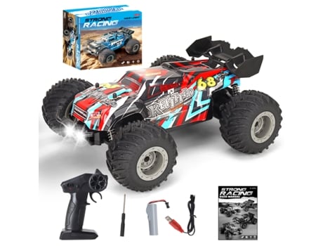 Carrinho De Brincar Telecomandado, Escala 118, Com Faróis E Função De Drift A Alta Velocidade Vermelho Hexinyigjly