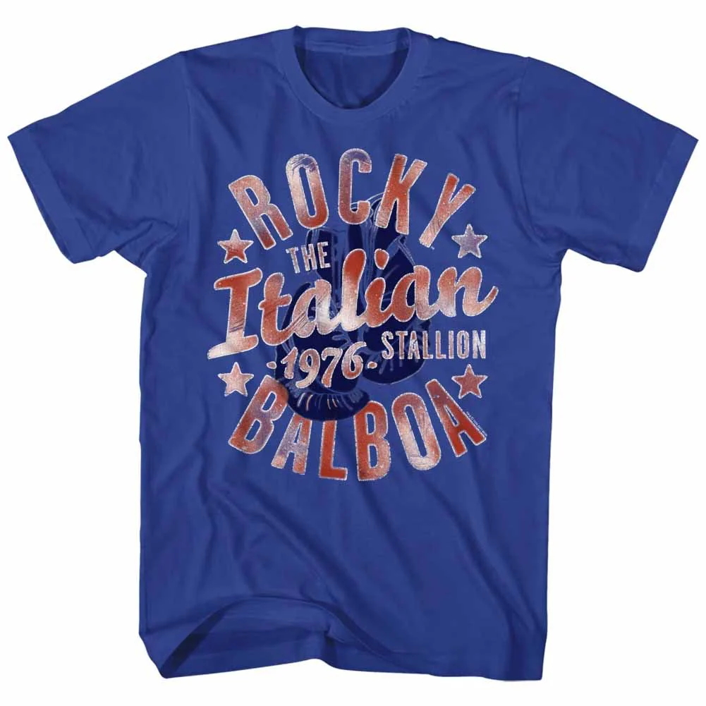 Unisex Adult T-shirt Rockinstone Rocky Movie Italian Stallion Solid Royal Sizem