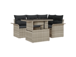 Conjunto 5 Sofá Modular Vidaxl Cinzento-claro Vime Pe (100 X 55 X 73 Cm)