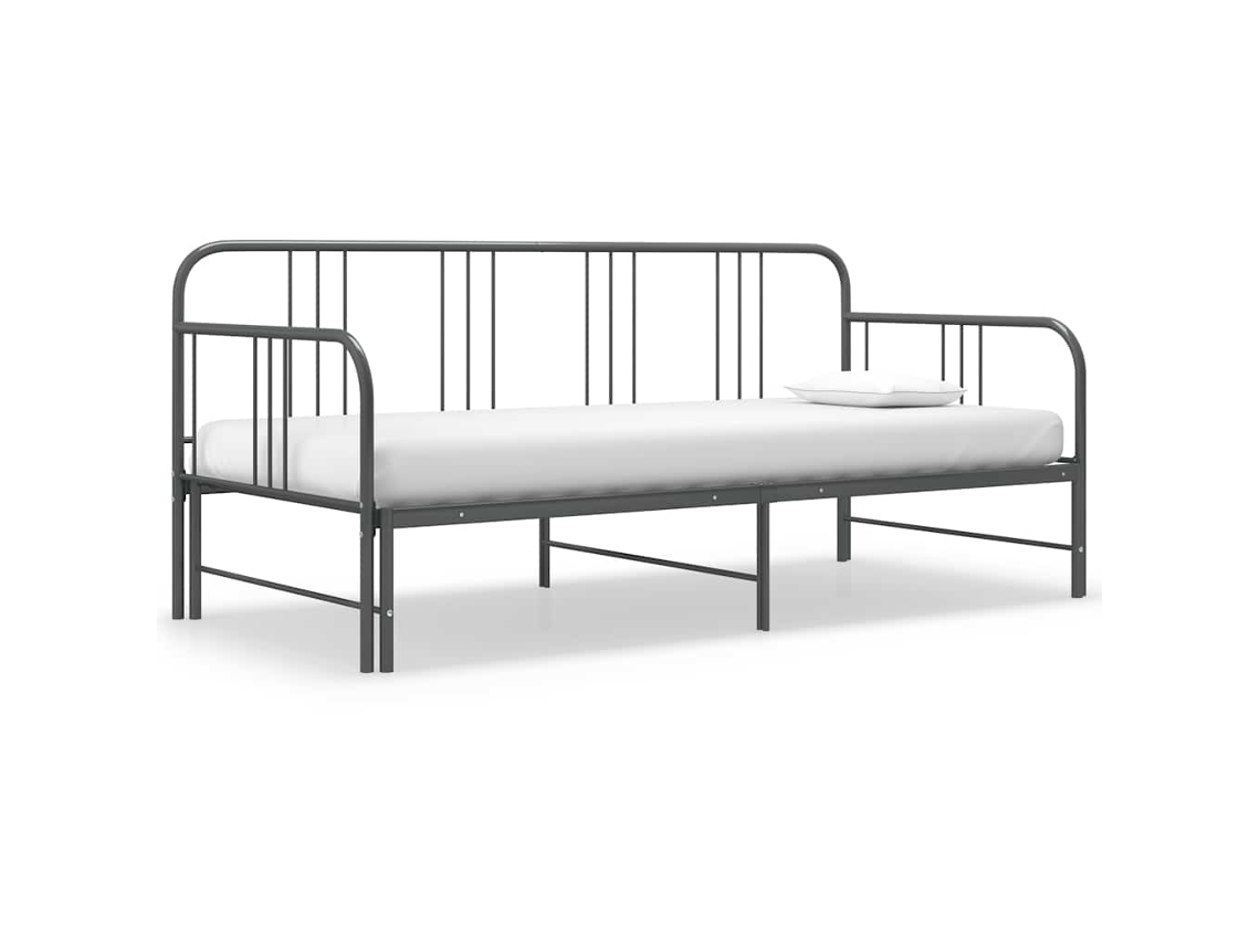 Vidaxl Estrutura Sofá-cama De Puxar 90x200 Cm Metal Cinzento