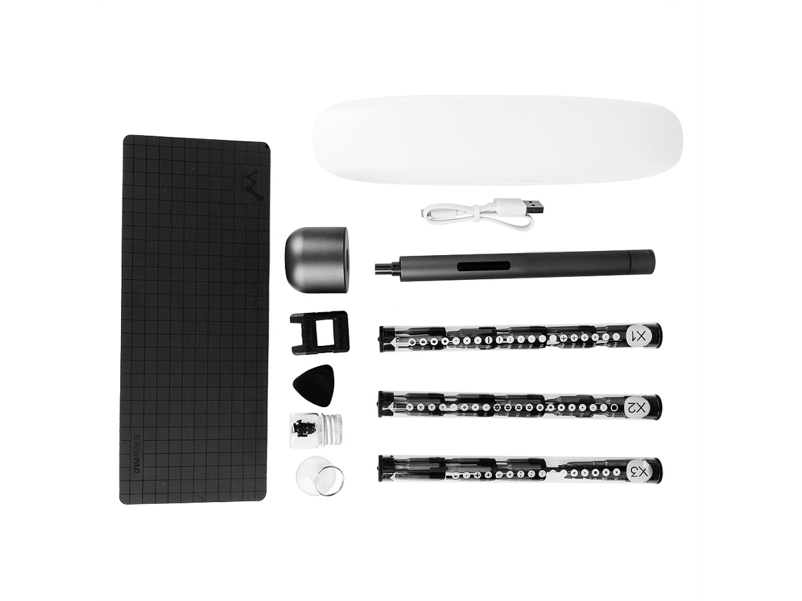 Chaveiro Elétrico Mini com 56 Bits Acessórios Placa Magnética Kit Reparo