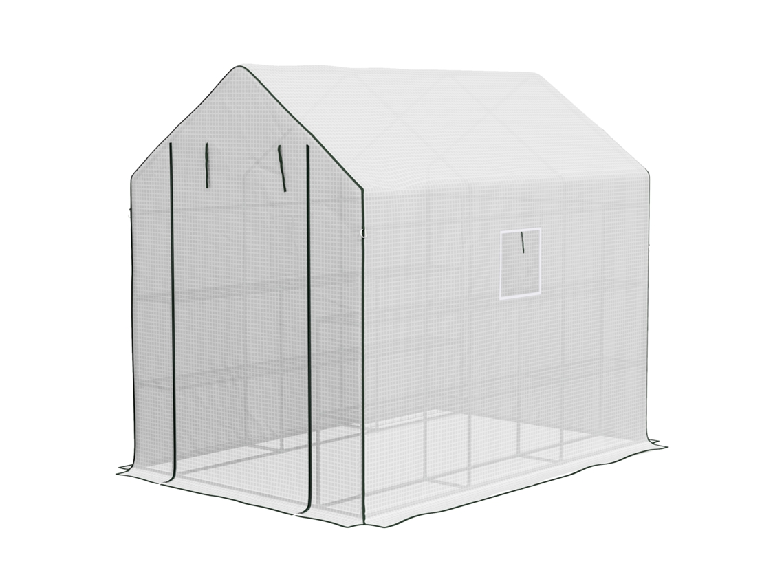 Estufa Externa Branco Com 12 Prateleiras, Porta De Enrolar Cobertura Em Pe E Estrutura Aço 140x213x190 Cm