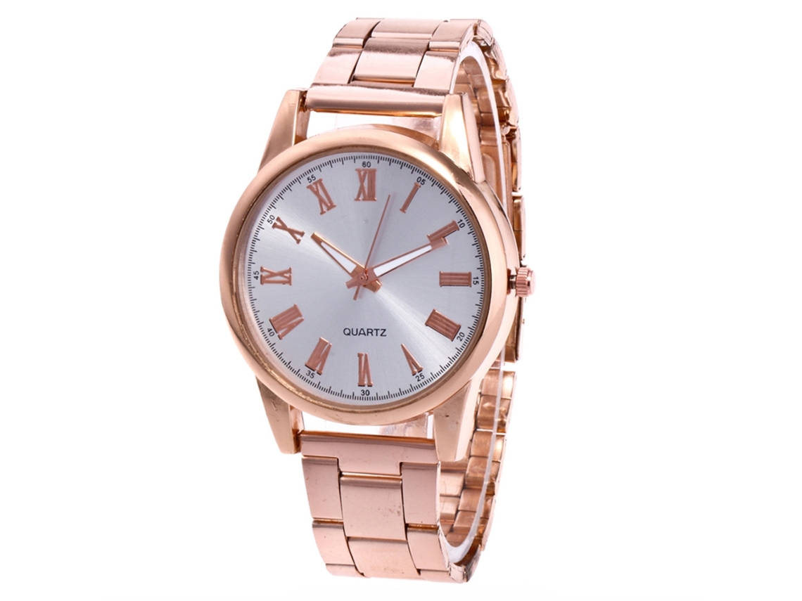 Relógio de quartzo unissex elegante, presente moderno e casual (ouro rosa)