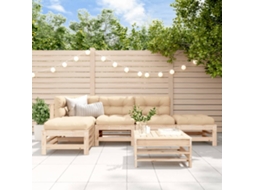 Conjunto Lounge Jardim Pinho Maciço 6 Pcs Dkd Home Decor