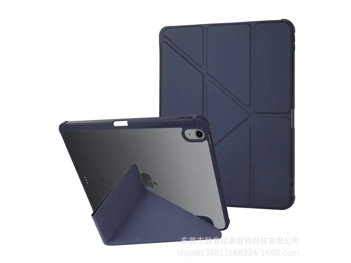 Capa Para Ipad Air13 2024 / Pro 12.9 18/20/21/22 Azul Escuro Dobrável Alça Completa