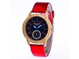 Relógio de Pulso Feminino de Quartzo Analógico com Pulseira de Pu Clássico Casual Simples (vermelho)