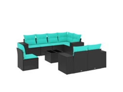 Conjunto de Sofá de Jardim, 5 Peças, Almofadas, Rattan Preto MAISON EXCLUSIVE