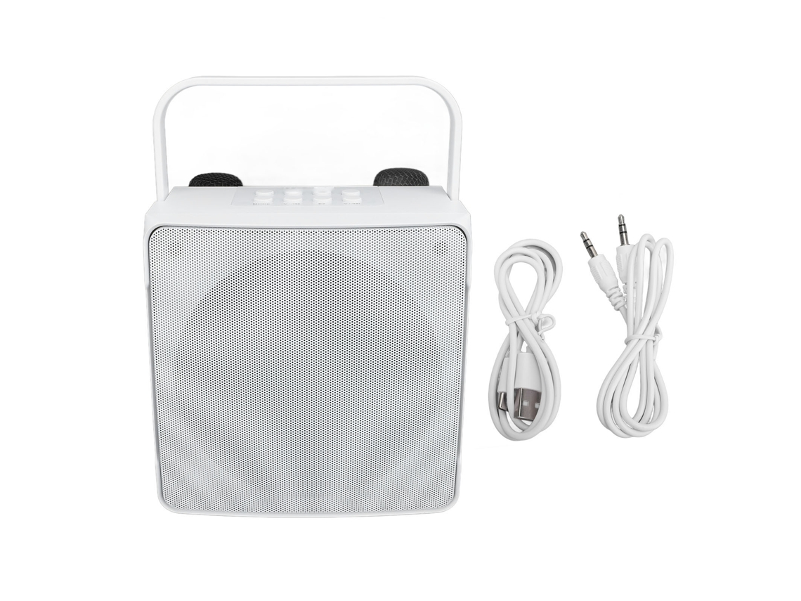 2026 máquina de Karaokê Portátil Bluetooth com 2 Microfones Sem Fio e Luzes Rgb para Crianças e Adultos Branco
