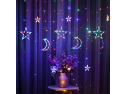 Cortina De Luzes Estrela E Lua Led,3.5m Para Decoração De Ramadan E Natal,iluminação Para Quarto,jardim E Janela Btforus