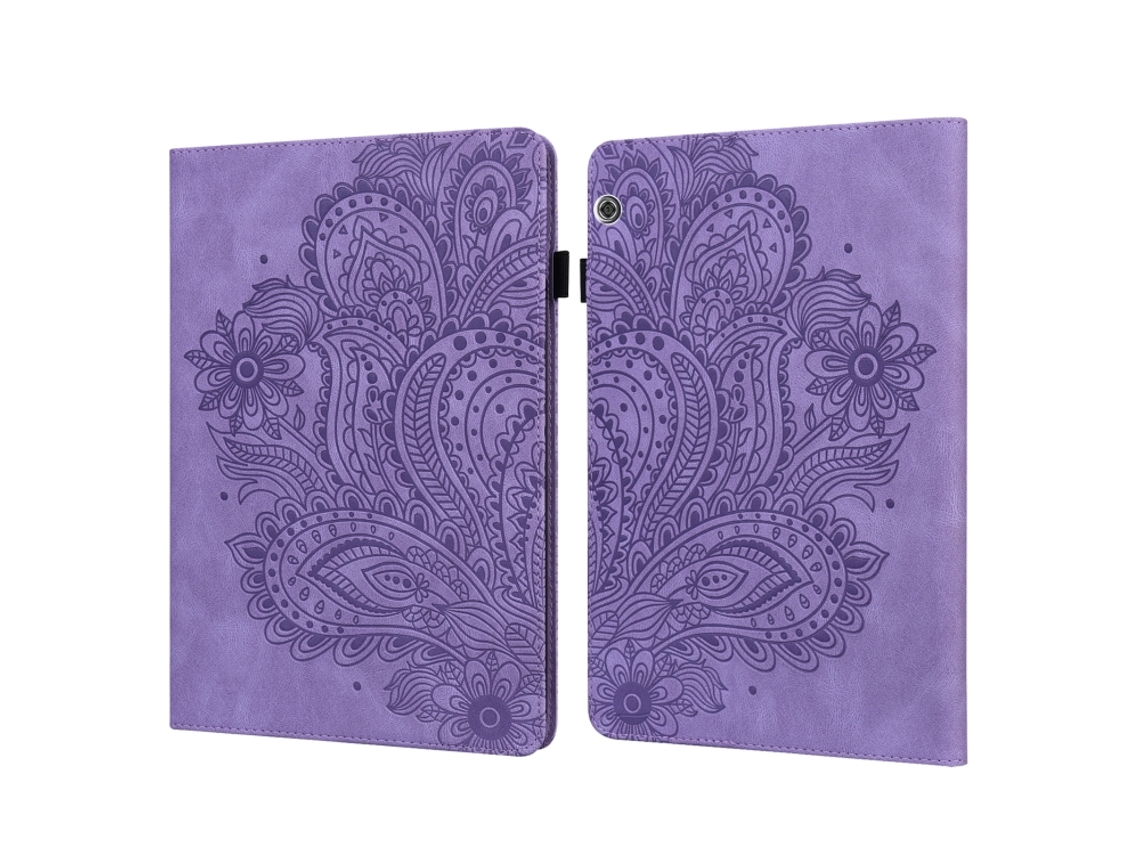 Capa‑flip Horizontal Tpu+pu Relevo Pavão Halinuia, Suporte, Ranhuras Cartão, Carteira E Função Sono‑ativação Para Huawei Mediapad T5 10 Polegadas