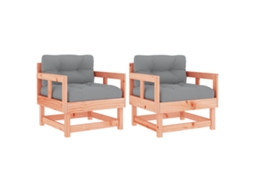 Maison Exclusive - Cadeiras De Jardim C/ Almofadões 2pcs Madeira De Douglas Maciça