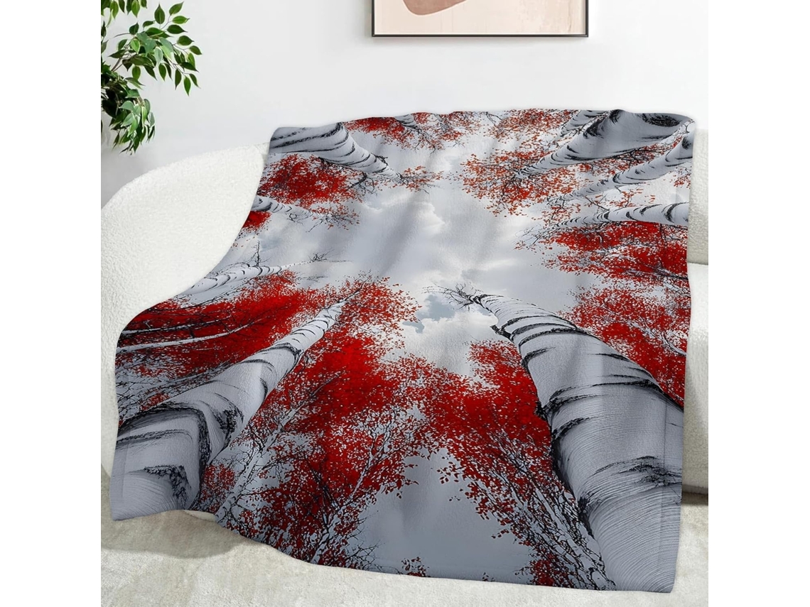 Manta para Plantas de Bétula Branca 150x200 Cm Multifuncional Macia Flanela Aconchegante Cama Cochilo no Escri