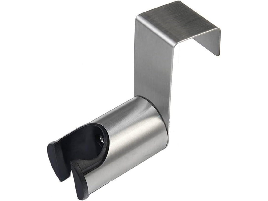 Suporte para chuveiro higiênico em aço inoxidável 304, resistente a furos, com ganchos para fixação na parede e sem vidro.