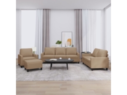 Vidaxl 4 Pcs Conjunto Sofás C/ Almofadões Couro Artif. Cor Cappuccino