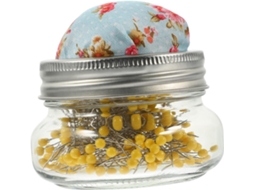 Caixa De Agulhas Multiuso Em Plástico E Vidro Com Almofada De Alfinetes Floral Para Costura E Hobbies