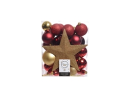 Caixa de Acessórios Verm./Dourado Árvore Natal 33 Peças