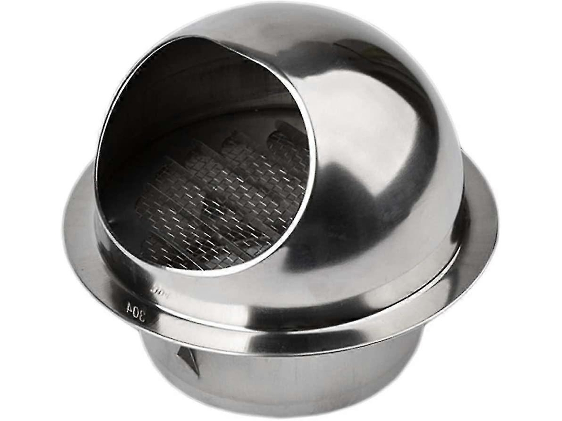 Rejilla de Ventilación Redonda de Acero Inoxidable de 100 Mm Con Malla Anti insectos Y Tapa Domo Resistente Al Viento Y Lluvia
