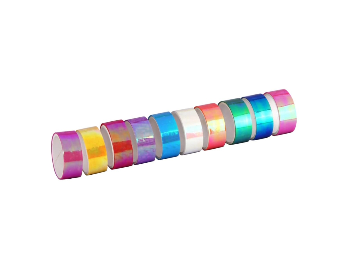 10 Rolos de Fita Adesiva Pe Brilhante e Colorida para Scrapbooking Projetos Diy, com Propriedades CHABERLU