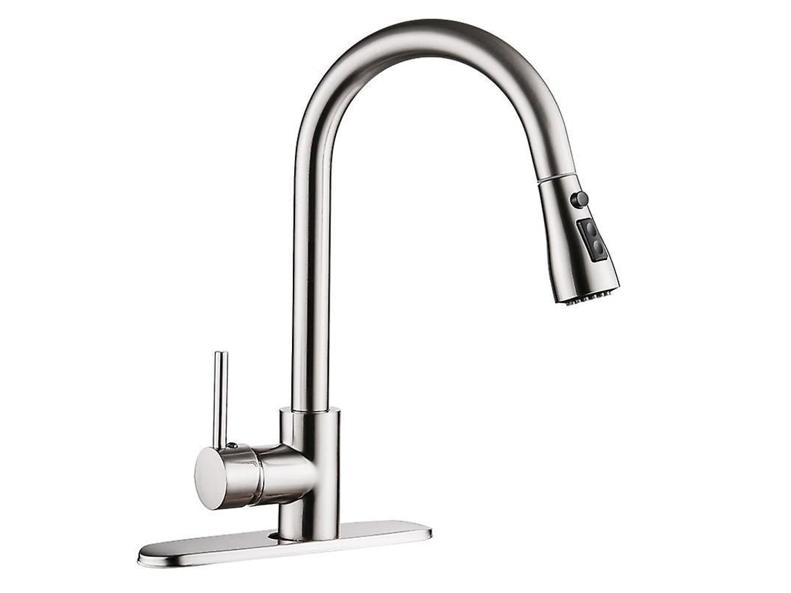 Grifo De Cozinha Cisea Com Sprayer Extraível Aço Inoxidável Brilhante 360° Rotativo 3 Modos