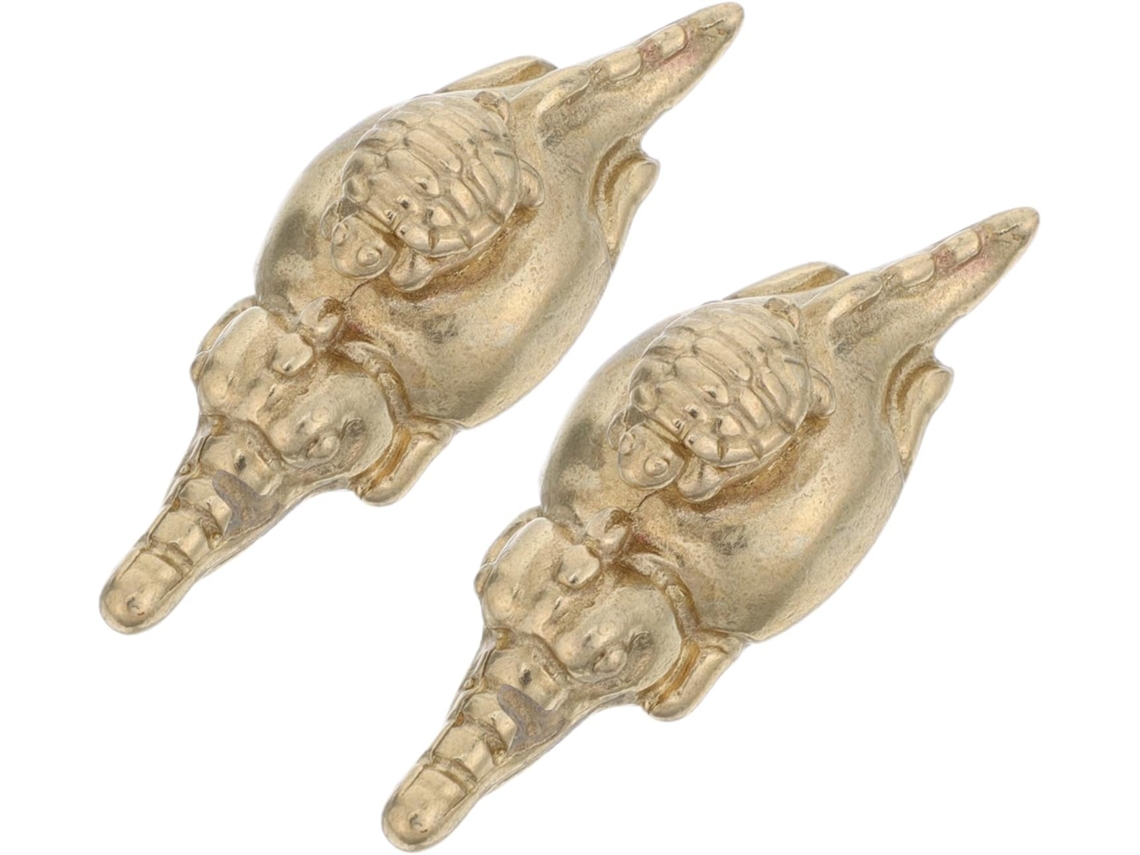 Conjunto De 2 Puxadores De Latão Para Móveis Com Design Original De Tartaruga E Crocodilo.