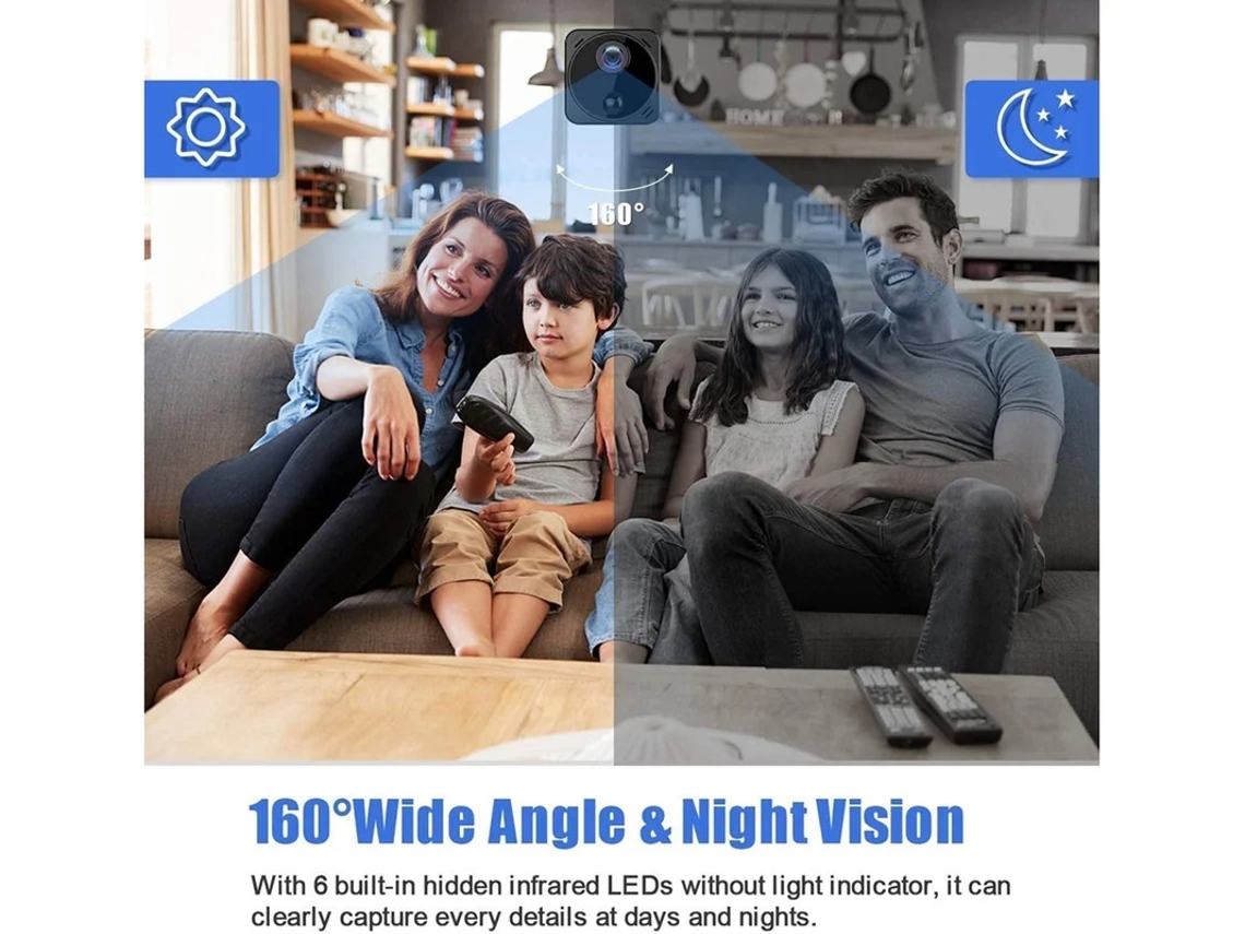 Mini câmera espiã oculta, câmera de segurança WiFi HD 1080P com aplicativo de transmissão ao vivo, bateria de longa duração, visão noturna, Bestvite