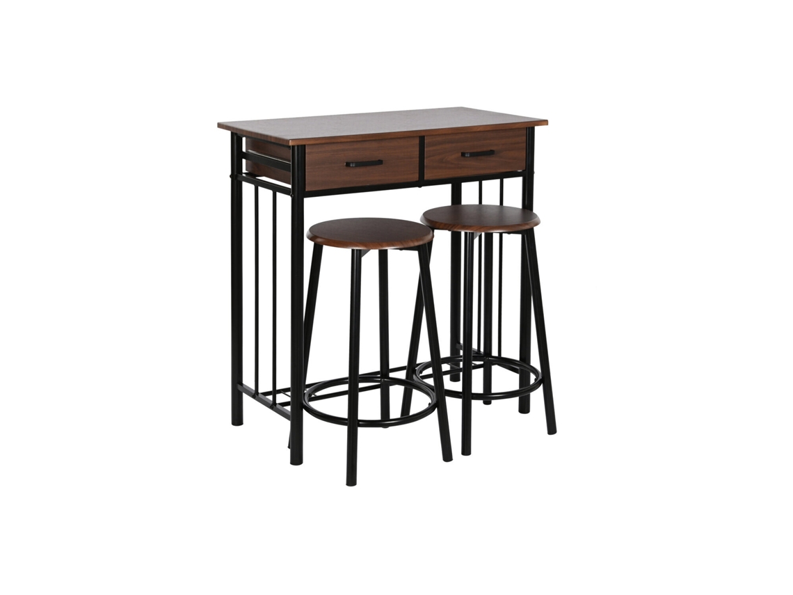 Conjunto de 3 Mesas de Metal Mdf Pretas ALEXANDRA HOUSE LIVING (32x32x45cm)
