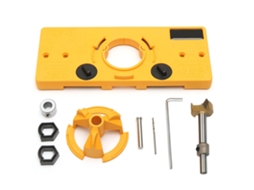 Conjunto de gabarito guia para dobradiças ocultas com broca Forstner de 35 mm para furação de furos.