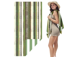 Yuysan Toalha De Praia Listrada Em Microfibra, Alta Absorção E Secagem Rápida, 160x80cm, Modelo Smy05, Cor Verde