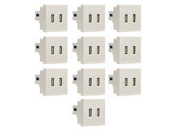 10pcs Tomada de Parede Usb 10w 2 Portas Dc5v2a Carregador Receptáculo Elétrico Ac110‑250v para Rvs Hotéis Lar