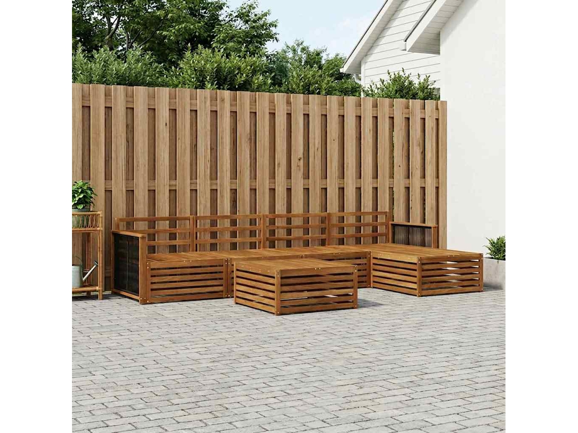 Vidaxl Conjunto De Sofás Para Exterior 6 Unid. Natural