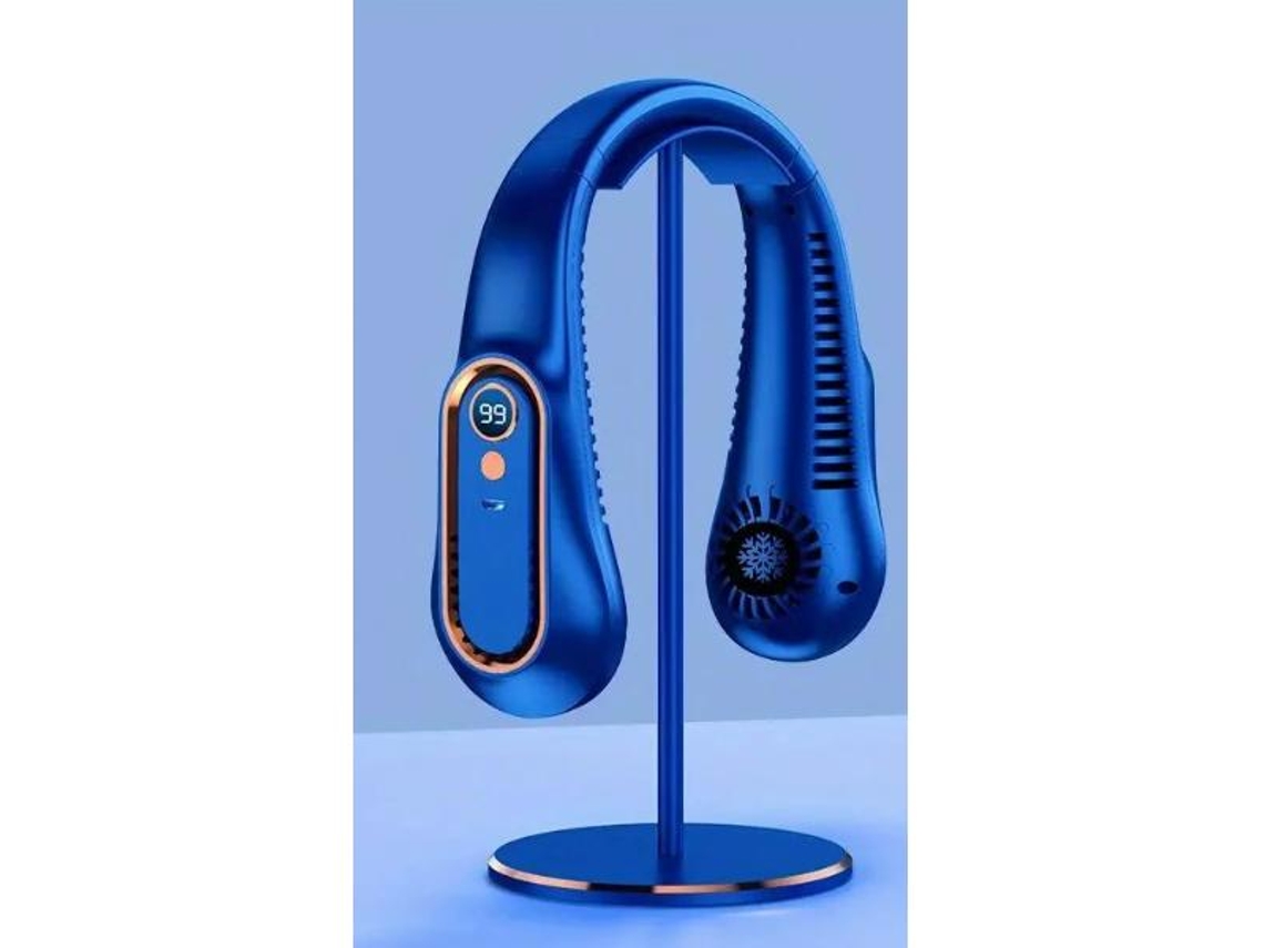 Mini ventilador de pescoço portátil, recarregável via USB, visor digital