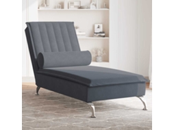 Vidaxl Chaise Lounge De Massagem Com Rolo Veludo Cinzento-escuro