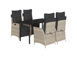 Conjunto de 5 Jantar para Jardim com Almofadões Cinzento Claro MAISON EXCLUSIVE