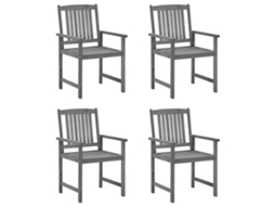 Maison Exclusive - Cadeiras De Jardim Com Almofadões 4 Pcs Acácia Maciça Cinza