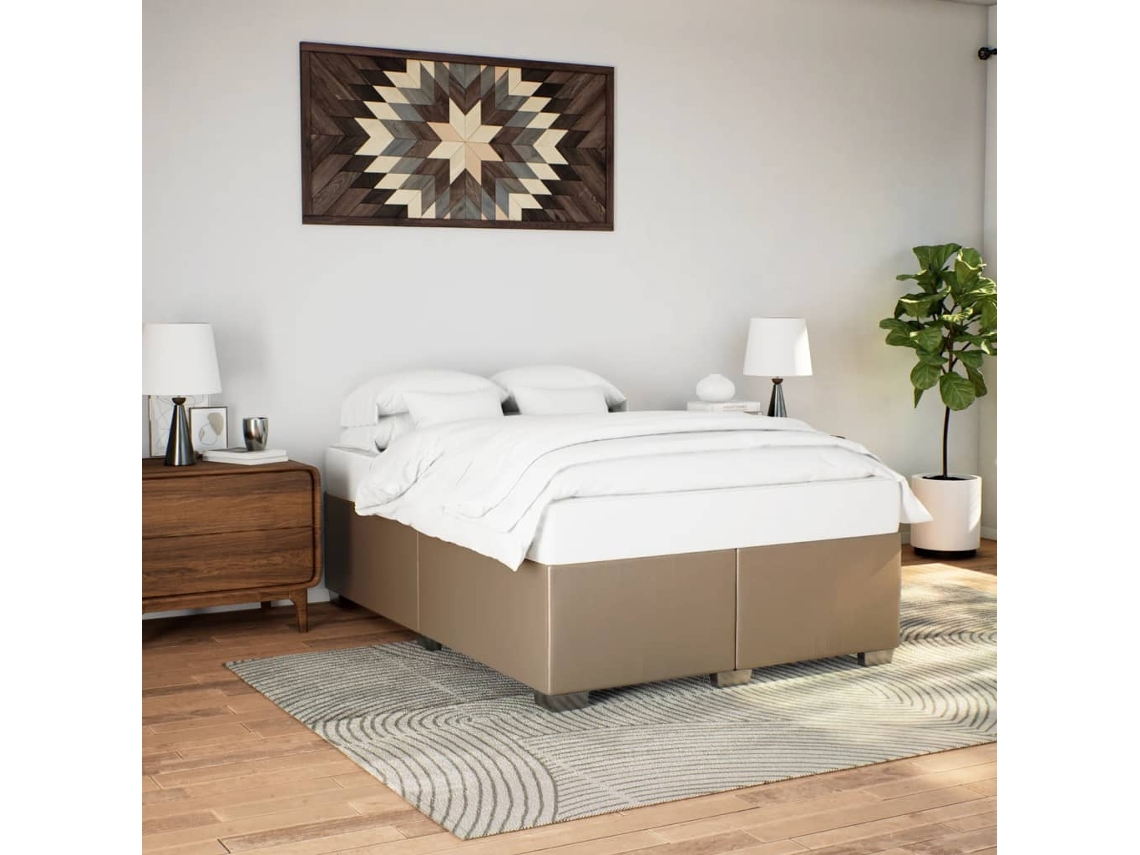 Vidaxl Estrutura De Cama 140x200 Cm Couro Artificial Cappuccino