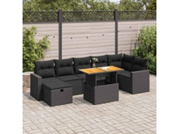 Vidaxl 5 Pcs Conjunto Sofás De Jardim Com Almofadões Acácia E Vime Pe