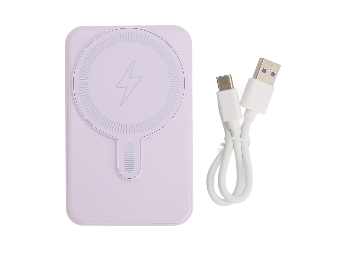 Aetheria carregador Portátil Sem Fio 10000mah com Display Led e Bateria Magnética para Iphone 14 13 12 Roxo Claro