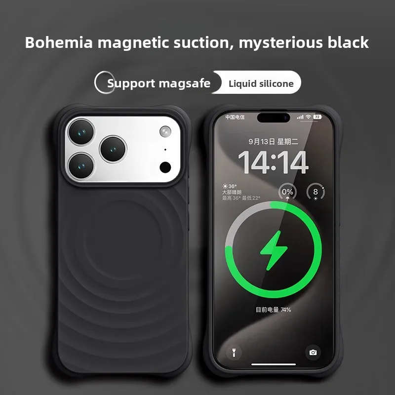 (preto, Iphone 13 Pro) Capa Para Celular, Compatível Com Magsafe, Silicone Líquido, Resistente A Riscos
