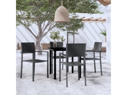 Pcs Conjunto De Jantar Para Jardim Preto Dkd Home Decor