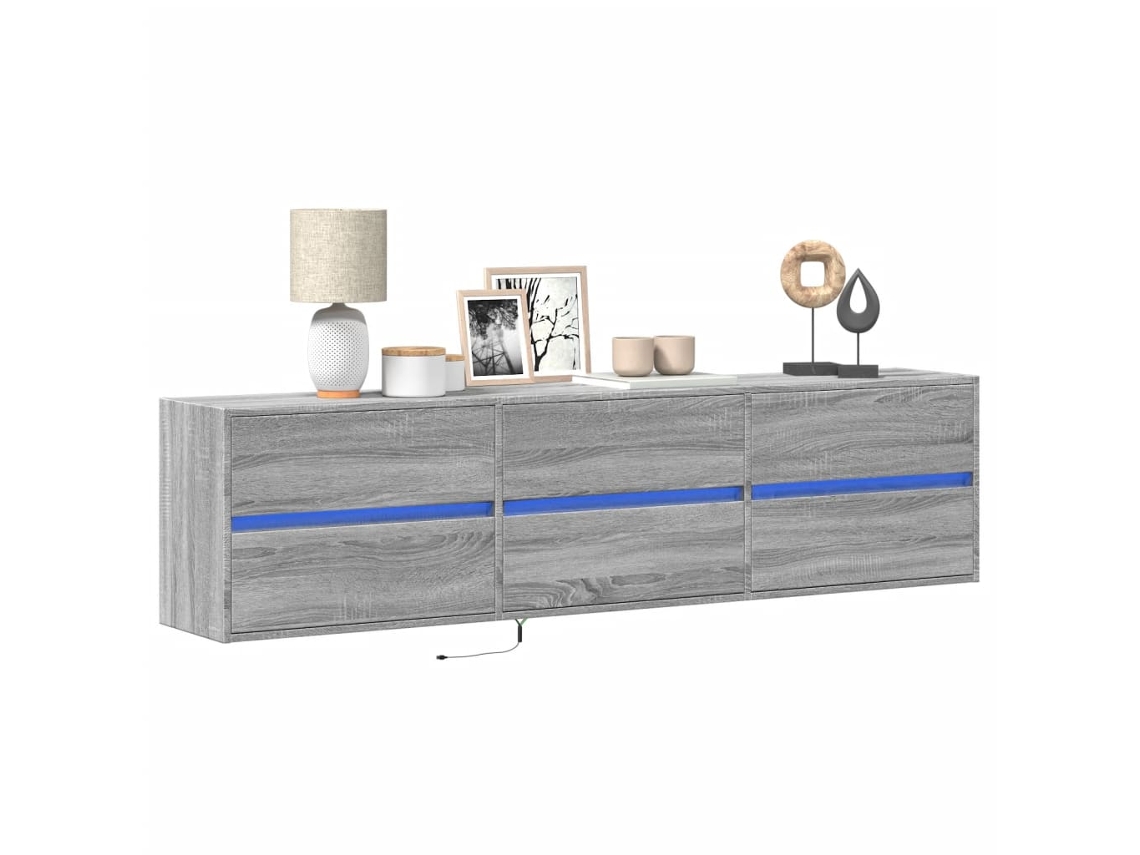 Vidaxl Móvel De Parede P/ Tv C/ Luzes Led 180x31x45 Cm Cinzento Sonoma