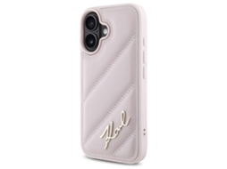Capa para iPhone 16 KARL LAGERFELD Pele Sintética Rígida Rosa