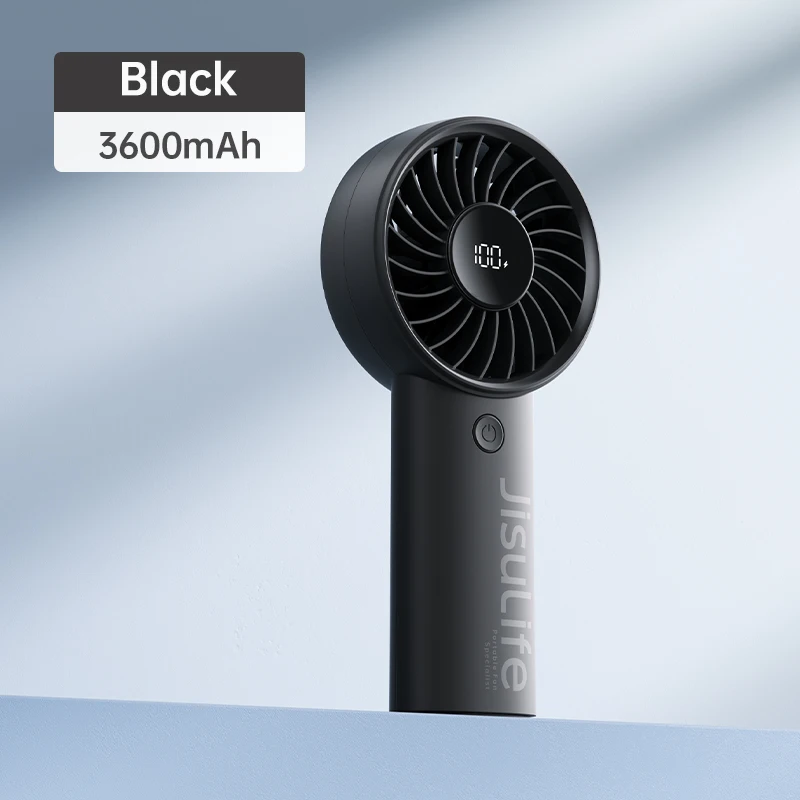 Ventilador Portátil (preto, 3600 Mah), 5 Velocidades De Vento Forte, Bateria De 5000 Mah, Visor Led, Carregamento Usb.
