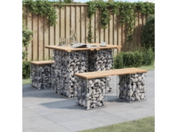 Vidaxl Mesa De Jardim Com Design De Gabião 100x70x72 Cm Em Madeira Maciça De Pinho